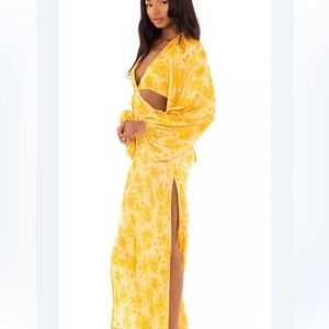 Jen's Pirate Booty Yellow Floral Long Sleeve Dress